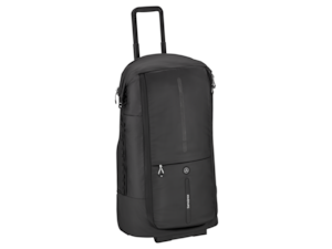 Trolleytasche Rolltop<br/>Schwarz. Foldable Duffle 4-in-1. Mercedes-Benz | Samsonite. Nylon und Polyester (recycelt). Großes Hauptfach mit Innenfutter aus recyceltem Polyester und bedrucktem Mercedes-Benz Pattern. Teleskopstange 2-teilig. Zwei Rollen. Tragegriff oben und am Standfuss. Erweiterbar von 36 l auf 80 l. Integriertes Namensschild. Logo-Badge mit Mercedes-Benz 3D-Stern und Samsonite Logo. Maße eingerollt: ca. 36 × 40 × 25 cm, Volumen ca. 36 l, Maße ausgerollt: ca. 82 × 40 × 25 cm, Volumen ca. 80 l, Gewicht ca. 2,2 kg.