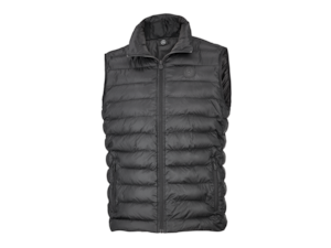 Steppweste Herren. Schwarz. Obermaterial 100 % Polyamid (recycelt), Wattierung und Futterstoff 100 % Polyester (recycelt). Frontreißverschluss mit 3D-Stern Zipperpuller. Abgerundetes Rückenteil. Eingrifftaschen mit Reißverschluss. Innentasche. Modern Fit. Größen XS-XXXL.