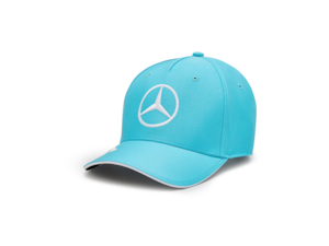 Cap, George Russell, Mercedes-AMG F1. 100% polyester. Mercedes star and number 63, MERCEDES-AMG PETRONAS FORMULA ONE TEAM logo. Adjustable fit. White B6 799 7599. Blue B6 799 8109.