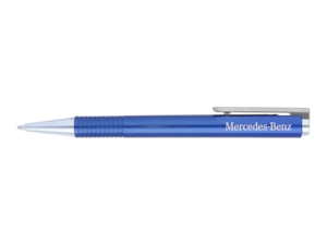 LAMY logo ballpoint pen. Barrel in Mercedes-Benz paintwork colour. Plastic/stainless steel. Push-action. Writes in blue. Takes LAMY M 16 large-capacity refills. Silver-coloured Mercedes-Benz logo print on barrel. In decorative test tube packaging. Made for Mercedes-Benz by LAMY.Made in Germany. Denim blue B6 695 3419. Orient brown B6 695 3420. Hyacinth red B6 695 4238. Cosmos black B6 695 4239. Brilliant blue B6 695 6168.