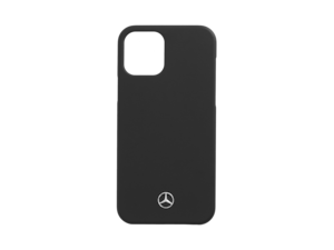 Cover for iPhone® 12 Pro/iPhone® 12. Black. Polycarbonate/microfibre. Aperture for camera, control buttons and connections. Suitable for wireless charging. 3D star.