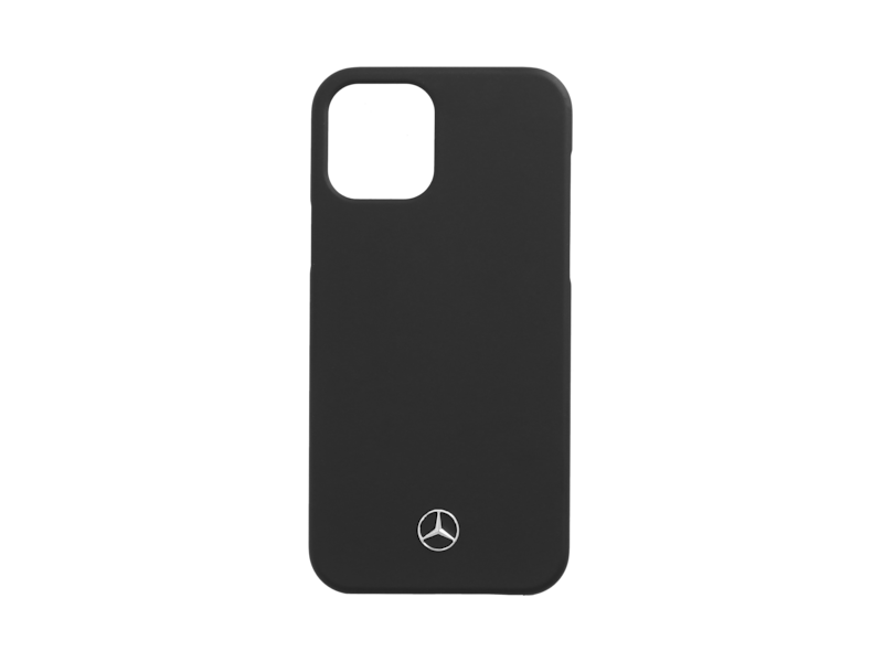 Cover for iPhone® 12 Pro/iPhone® 12. Black. Polycarbonate/microfibre. Aperture for camera, control buttons and connections. Suitable for wireless charging. 3D star.