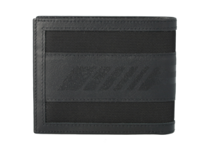 AMG wallet. Black. Leather/nylon. Various compartments for notes, coins and cards. RFID protection. Black, gleaming AMG logo print. Handmade in Germany.