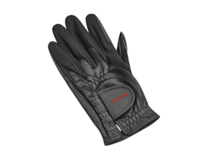 AMG golf gloves. Black. Outer material 100% sheepskin, mesh sections 81% nylon/19% elastane. Compression Fit technology. Breathable. Velcro fastener for width adjustment. Made for Mercedes-Benz by Zero Friction™. One size left-handed.