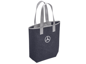 Shopping bag. Dark blue.100% polyester felt. Carrying handles in seat belt material. Zipped inner pocket with snap hook. Dimensions approx. 26 x 14 x 40 cm.