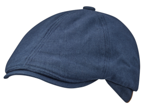 Flat cap. Dark blue.Outer material 98% organic cotton/2% spandex, inner lining 100% organic cotton. Historic logo on leather badge. Suitable for a head circumference of approx. 56-59 cm. One size.