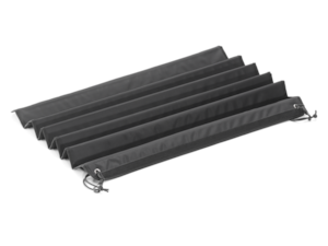 Concertina load sill guard. Black. Plastic. Hinged. Can be used in a cross-range manner. Connection to lifting eyes, reversible mat or roof box possible. Can be stowed away in a space-saving manner. Easy to clean.