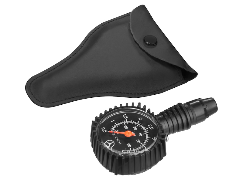 Allows you to carry out a quick tyre pressure check on the road or at home. Supplied with leather pouch.