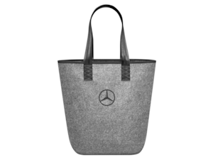 Shopping bag. Grey. 100% polyester felt. Carrying handles in seat belt material. Zipped inner pocket with snap hook. Dimensions approx. 26 x 14 x 40 cm.