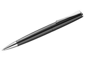 Ballpoint pen LAMY studio. obsidian black. Stainless steel. Barrel in Mercedes-Benz paintwork colour. Star logo engraved on top of cap. By LAMY for Mercedes-Benz. Made in Germany.