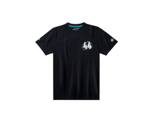 Men's T-shirt. Black. 100% cotton. Three-coloured neck band. Three-coloured circle on the right sleeve. MERCEDES AMG PETRONAS MOTORSPORT logo print on the left sleeve, "44" print on front, Hamilton and driver number "44" print on the rear. Regular fit. Sizes XS-XXL.