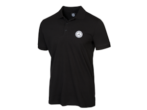 Men's polo shirt. Black. 95% cotton/5% elastane. Button band. Collar and cuffs in single rib. Slim Fit. 1926 classic logo badge on front section. Sizes S-XXL.