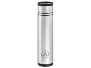 Mobility thermal flask, 1.0 l. Silver-coloured/black. Stainless steel. Double-walled. Keeps drinks cool for up to 24 hours and hot for up to 12 hours. 100% sealed. With insulated drinking cup. Made for Mercedes-Benz by emsa. Diameter approx. 8 cm, height approx. 30 cm. Capacity approx. 1.0 l.