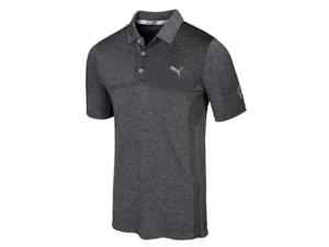 Men's golf polo shirt. Black. 83 % polyester/13 % cotton /4 % elastane. 3-button fastening. Breast pocket. dryCELL technology. Performance fit. By PUMA for Mercedes-Benz. Sizes: S-XXL.