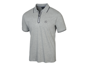 Men's polo shirt. 100% cotton. Short sleeve shirt with twisted zip and black zip puller. Zipper front with stylish bonding. Patterned neck and side groove bands. Single-rib collar and cuffs. Elongated back. Modern fit. Sizes: S-XXL. Black B6 695 8706-8710. grey B6 695 8711-8715.